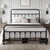 Classic Metal Platform Bed Frame Mattress Foundation with Victorian Style Iron-Art Headboard/Footboard/Under Bed Storage/No Box Spring Needed/Queen Size Black.