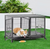 42.5" W Rolling Dog Crate for Small Dogs, Black.