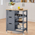 Kitchen Island Cart on Wheels with Storage, Rolling Bar Cart with Solid Wood Top and 3 Drawers, 3 Removable Shelves, Serving Utility Carts for Dining Room/Small Kitchen, Dark Gray.