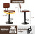 Swivel Bar Stools Set of 2, Counter Height Upholstered Barstools, Adjustable Modern PU Leather Bar Chair with Back and Footrest, for Kitchen, Dining Room (Brown).