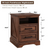 Farmhouse Nightstand with 2 Drawers and Charging Station, Brown.