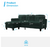 76'' L-Shaped Small Sofa Couch,3-Seater Corduroy Sectional Sofa with Storage Ottoman - Green - 3-Seater. (Already assembled)