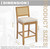 French Country Bar Stools Set of 2, Rattan Counter Height Stools, Linen Upholstered, Farmhouse Wooden Barstools with Cane Back, Beige Kitchen Island Chairs, Sillas para Barra de Cocina (Beige, 2 Pcs).