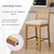 French Country Bar Stools Set of 2, Rattan Counter Height Stools, Linen Upholstered, Farmhouse Wooden Barstools with Cane Back, Beige Kitchen Island Chairs, Sillas para Barra de Cocina (Beige, 2 Pcs).