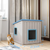 Outdoor Cat House,Sloping Roof Design,Waterproof Resin Shelter for Indoor & Outdoor Use, Warm & Easy to Assemble,Blue.