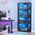 Corner Display Cabinet with Glass Doors, 65" Lighted Curio Cabinet with 3 Color LED Lights for Collectibles, 4-Tier Showcase Display Case with Human Body Sensor for Toys, Books, Black .