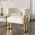 Barrel Accent Chair Living Room Side Chair with Golden Metal Legs Soft Velvet Upholstered Reading Armchair for Bedroom, Modern Single Sofa for Reception Room/Lounge/Office, Ivory.
