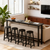 Modern Wall-Mounted Bar Table With High Stools, black.