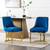 Velvet Dining Chairs Set of 2 Blue Upholstered Dining Room Chairs with Gold Legs Modern Armless Kitchen Chairs with Back. (Already assembled)