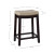 26" Backless Indoor Bar Stool, Dark Walnut and Beige Linen Fabric. Set of 2.