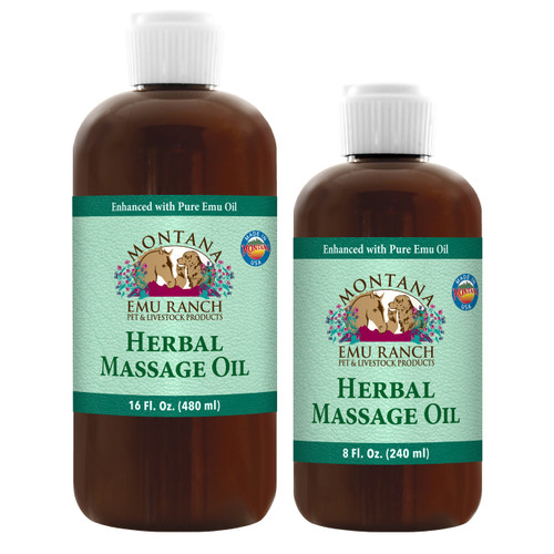 Montana Emu Ranch Natural Herbal Massage Oil for Pets and Livestock Montana Emu Ranch Natural Herbal Massage Oil for Pets and Livestock