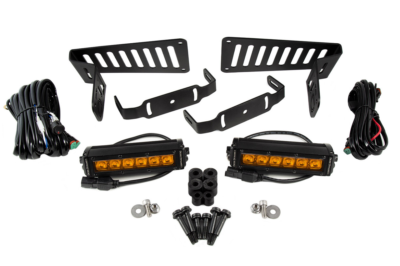 Diode Dynamics SS6 Cowl LED Bracket Kit for 18-21 Jeep JL  Wrangler/Gladiator, Amber Driving-DD6094