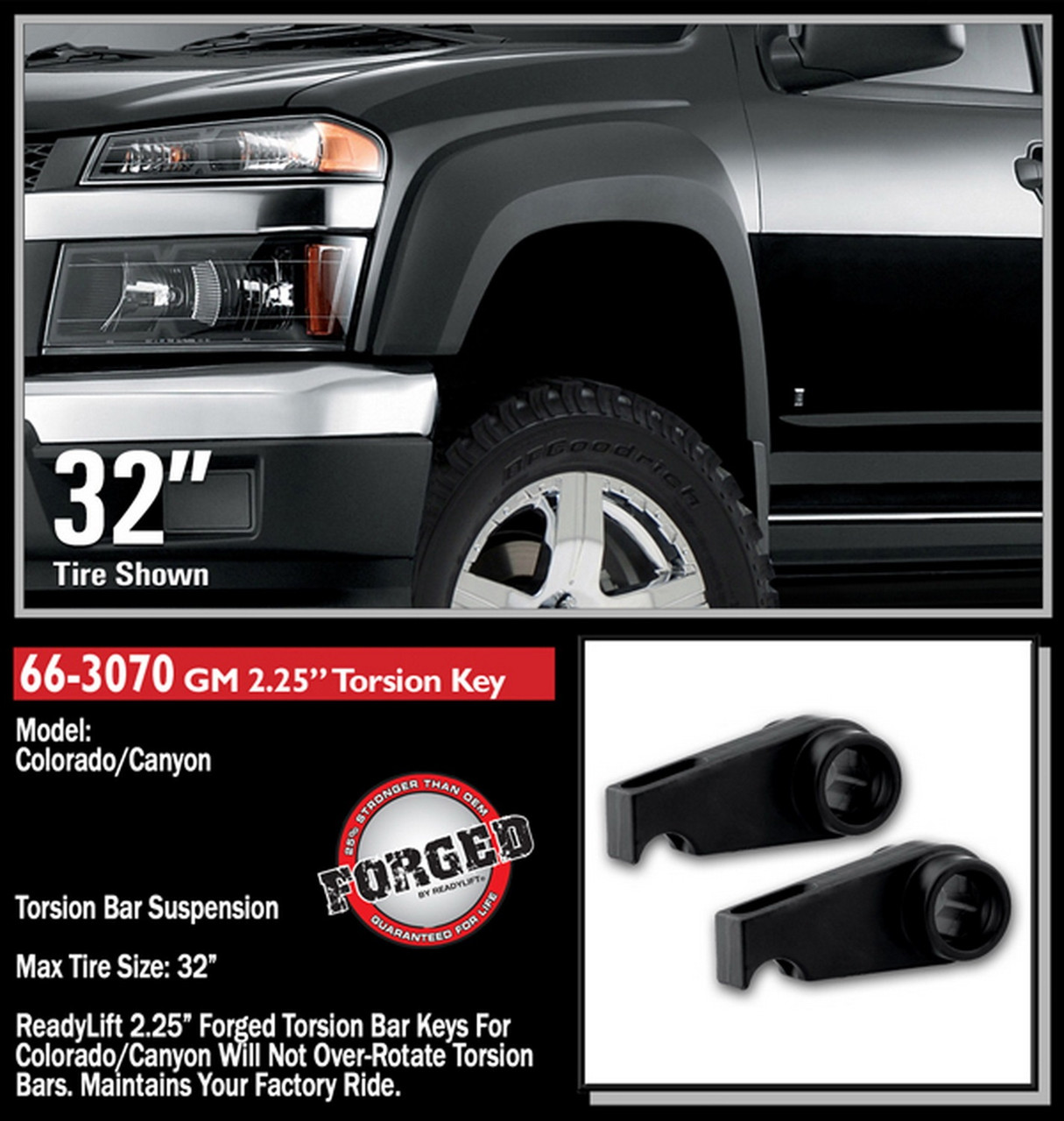 ReadyLIFT 05-12 Colorado/Canyon Front Leveling Kit 2.25 in. Lift w/Forged  Torsion Keys/All Hardware - 66-3070