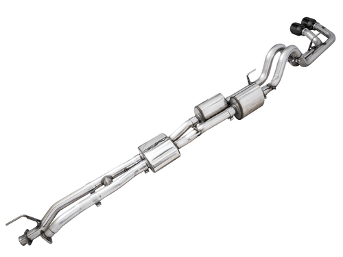 AWE Tuning 0FG Exhaust with BashGuard for 3rd Gen Tacoma - Dual Diamond Black Tips - 3015-33826