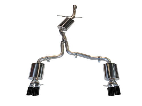 AWE Touring Edition Exhaust for B8 A4 2.0T - Quad Tip, Diamond Black Tips - 3015-43020
