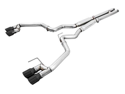 AWE Track Edition Cat-back Exhaust for the 2018+ Mustang GT - Quad Diamond Black Tips - 3020-43072