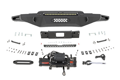 Rough Country Hybrid Front Bumper - 12000S - Blk LED w/ White DRL - Toyota Tundra 2WD/4WD (2022-2025) - 72008