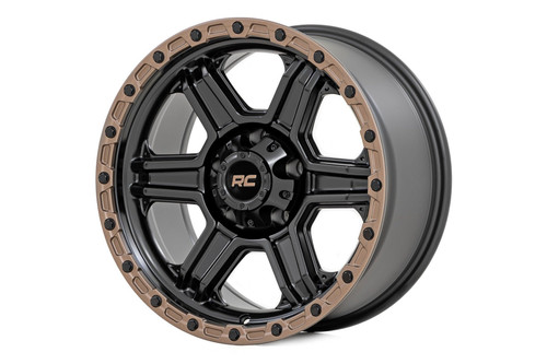 Rough Country Rough Country 79 Series Wheel / One-Piece / Semi Gloss Black w/Bronze Ring / 18x9 / 8x6.5 / -12mm - 79181210