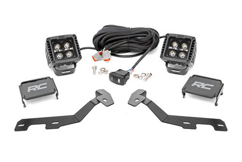Rough Country LED Light Kit - Ditch Mount - 2 Inch Black Pair - White DRL - Ram 1500 (19-25) - 82289