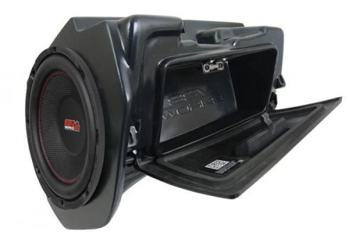 SSV Works Glove Box with Weather Proof 10 in. Amplified Subwoofer for 14-23 Polaris RZR Turbo S Velocity and XP 1000 EPS