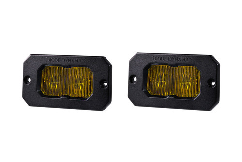Diode Dynamics Stage Series 2 Inch LED Pod, Sport Yellow Fog Flush Amber Backlight Pair-DD6425P