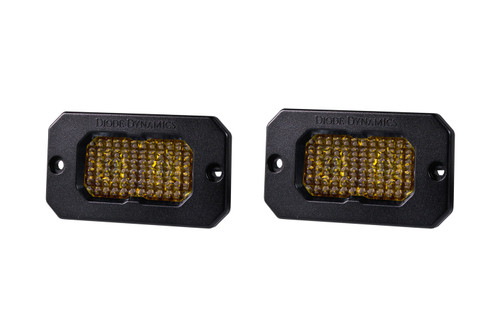Diode Dynamics Stage Series 2 Inch LED Pod, Pro Yellow Flood Flush Amber Backlight Pair-DD6438P