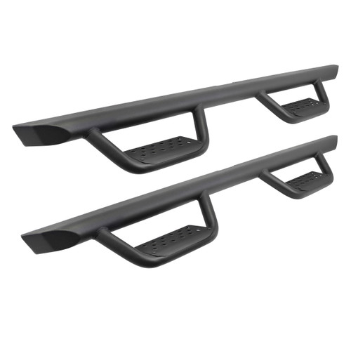 GoRhino Dominator D2 Side Steps w/ Welded Drop Down Hoop Steps, Black Powdercoat Finish - D24516T