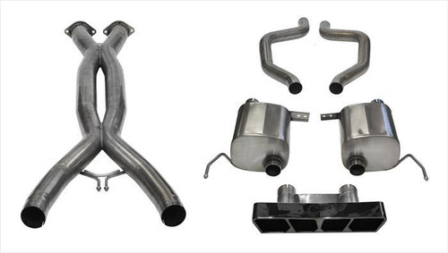 Corsa Performance 3.0 Double X-Pipe and 2.75in. Axle-Back Dual Rear Exit with Polygon in.Tail Lightin. Black PVD Tips - 14767CBBLK