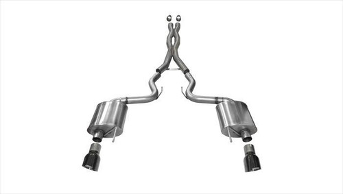 Corsa Performance 3.0in. Cat-Back Sport Dual Exhaust 4.5in. Black Tips 15-17 Ford Mustang GT Fastback 5.0L V8 - 14332BLK