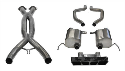 Corsa Performance 3.0 Double X-Pipe and 2.75in. Axle-Back Dual Rear Exit with Polygon in.Tail Lightin. Black PVD Tips - 14769CBBLK