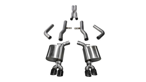 Corsa Performance Challenger Cat Back Exhaust 17-18 Dodge Challenger 5.7L V8 3.5in. Black Tip Extreme Sound - 21006BLK