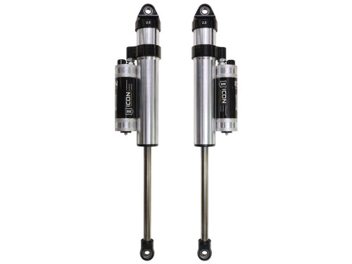 ICON Front, V.S. 2.5 Aluminum Series Shock Absorbers, Long Travel Secondary Shocks, Piggyback Reservoir w/ CDCV, Pair for 03-24 4Runner, 05-23 Tacoma, 07-14 FJ Cruiser - 59701CP-CB