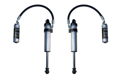 ICON Front, V.S. 2.5 Aluminum Series Shock Absorbers, Stock Width Secondary Shocks, Remote Reservoir w/ CDCV, Pair for 03-24 4Runner, 05-23 Tacoma, 07-14 FJ Cruiser - 59702CP-CB