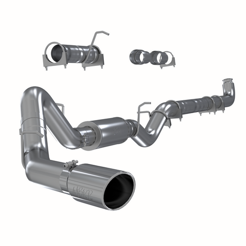 MBRP 4 Inch Single Side Exhaust Pipe T409 Stainless Steel For 01-07 Silverado/Sierra 2500/3500 Duramax Extended/Crew Cab - S6004409