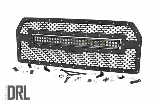 Rough Country Mesh Grille, Black, 30 in., Dual Row for Ford F-150 15-17 - 70193DRL