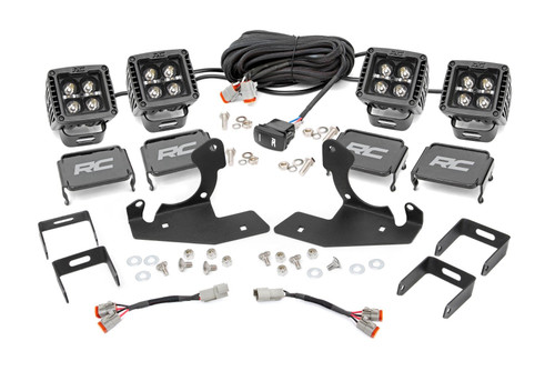 Rough Country LED Fog Light Kit, Black Series, w/ White DRL for Chevy Silverado HD 11-14 - 70628DRL