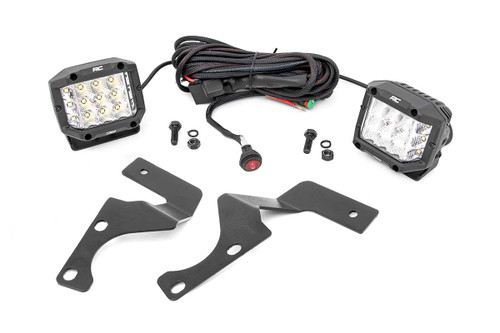 Rough Country LED Light Kit, Ditch Mount, Chrome, 3 in., Pair, Wide for Toyota 4Runner 14-18 - 70793