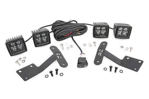 Rough Country LED Light Kit, Ditch Mount, Dual, Black, 2 in., Pair, w/ Amber DRL for Toyota Tundra 14-18 - 70838