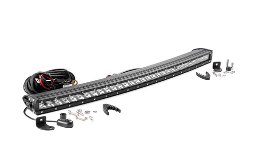 Rough Country Chrome Series LED, Black, 30 in., Curved, Single Row - 72730