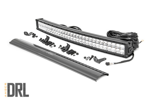 Rough Country Chrome Series LED, Black, 30 in., Curved, Dual Row, w/ White DRL - 72930D