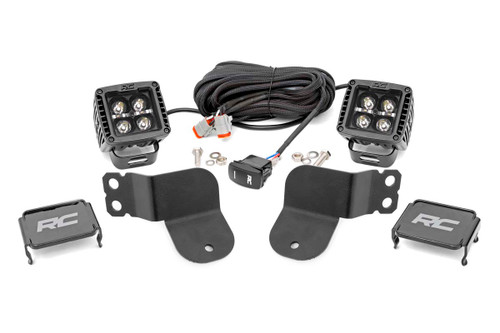 Rough Country LED Light Cage Mount, Black, 2 in., Pair, w/ Amber DRL for Polaris General 16-22 - 93024