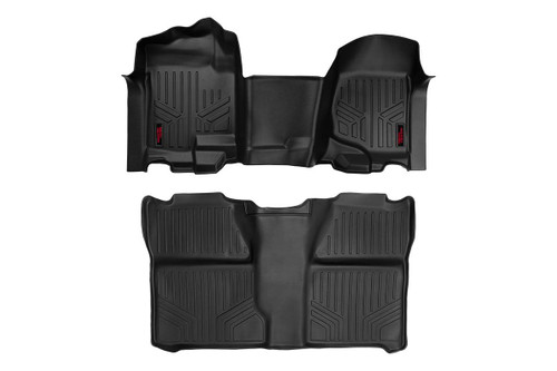 Rough Country Floor Mats, Over Hump, Front/Rear for Chevy/GMC Silverado/Sierra 1500 14-18, Crew Cab - M-21073