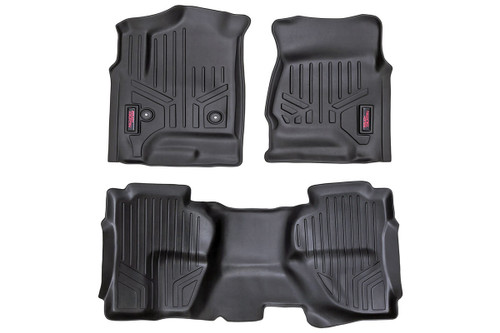 Rough Country Floor Mats, Front/Rear for Chevy/GMC 1500/2500HD/3500HD 2WD/4WD, Extended Cab - M-21412