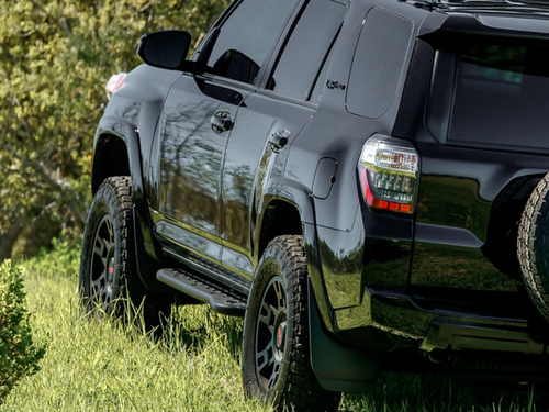 Cali Raised LED 10-21 Toyota 4Runner Step Edition Bolt On Rock Sliders Kick Out No Filler Plate Raw - 39302154387498