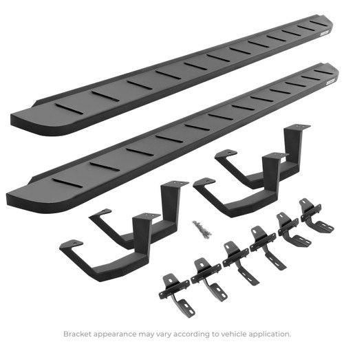 Go Rhino - RB10 Running Boards w/Mounts & 2 Pairs of Drop Steps Kit - Text. Black - F-250/F-350 Super Duty Crew Cab - 6341808720PC