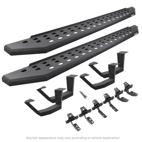 Go Rhino - RB20 Running Boards w/Mounts & 2 Pairs of Drop Steps Kit - Text. Black - F-150/Super Duty Crew Cab - 6941558720PC