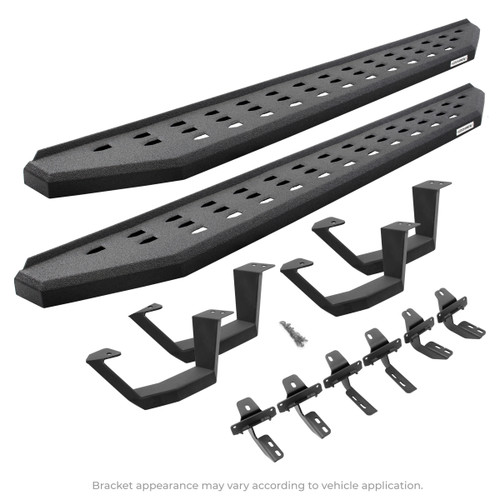 Go Rhino - RB20 Running Boards w/Mounts & 2 Pairs of Drop Steps Kit - Bedliner Coating - F-250/F-350 Super Duty Crew Cab - 6941808720T