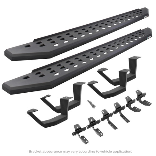 Go Rhino - RB20 Running Boards w/Mounts & 2 Pairs of Drop Steps Kit - Text. Black - 1500/1500 Classic Ext. Cab - 6942998020PC