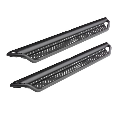 GoRhino Dominator D1 Side Steps w/ Full Length Drop Steps, Black Powdercoat Finish - D14180T