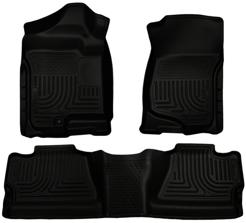 Husky Liners Front & 2nd Row GM Crew Cab No Manual Shifter (Footwell Coverage) WeatherBeater Black - 98201